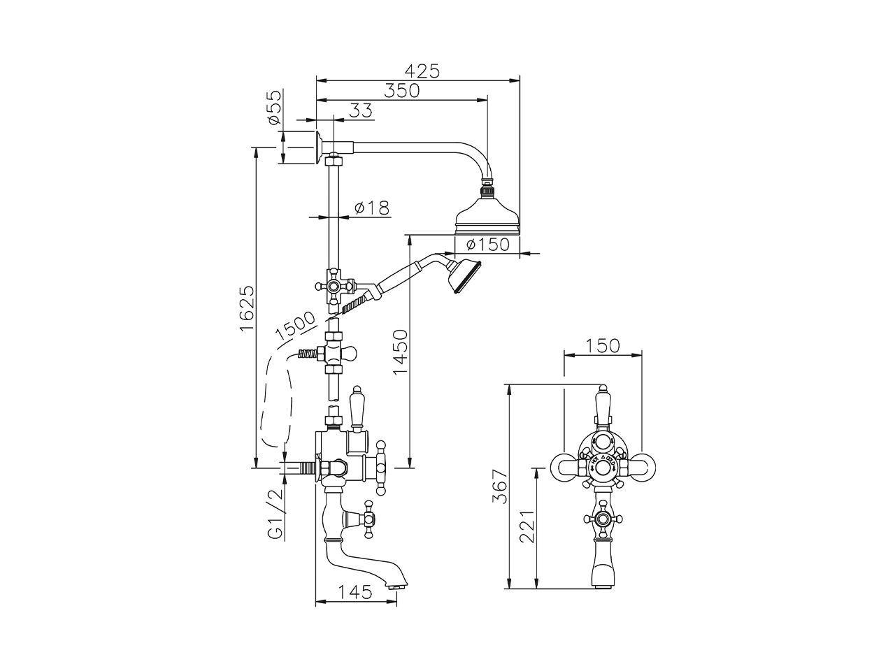 Columna termostática bañera 3 funciones COLUMNS_592.VT01H. - v1
