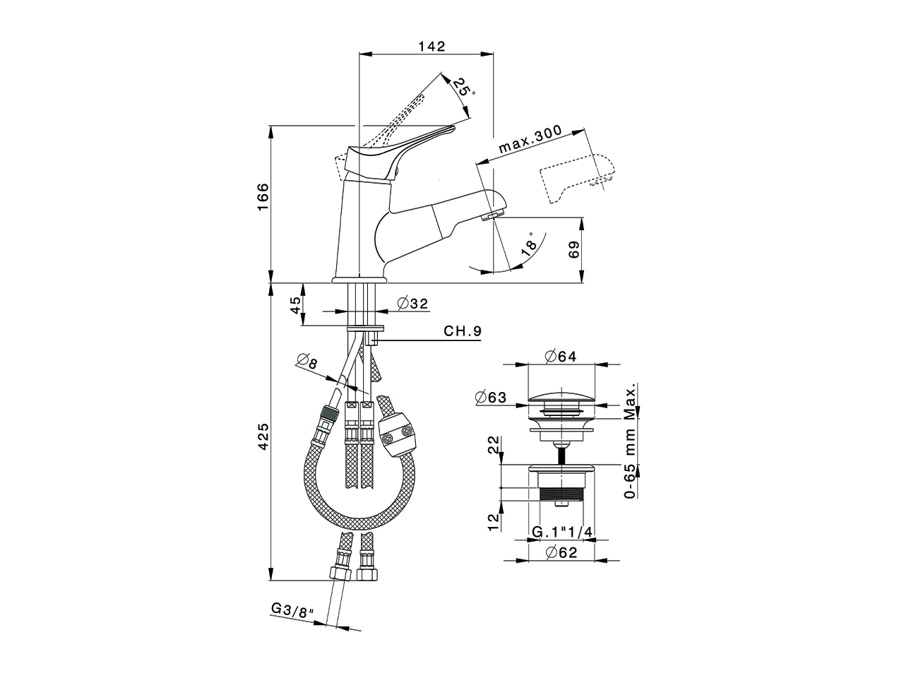 Lavabo monomando ducha extraible BACCARAT_BC000610 - v1