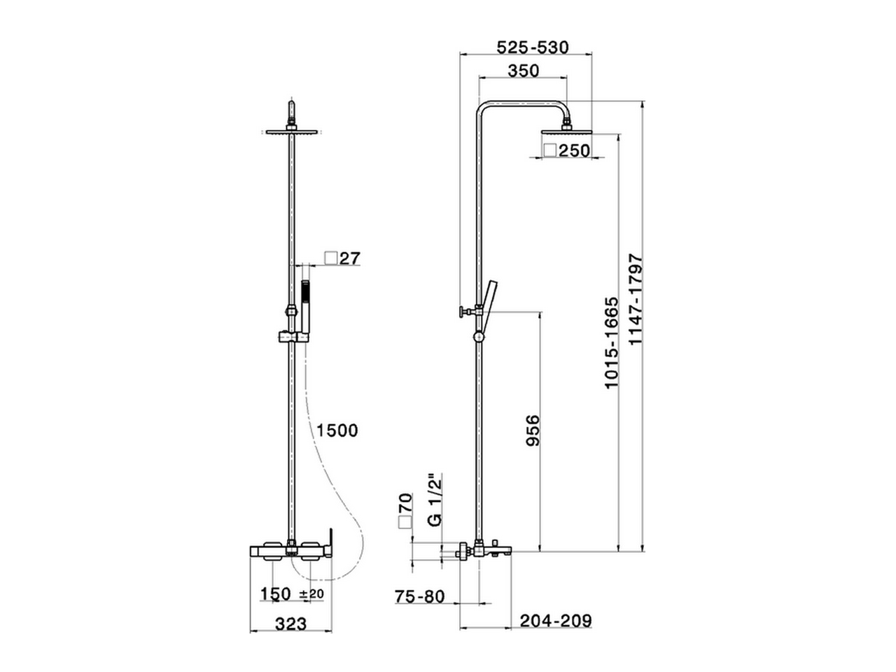 Columna monomando bañera 3 funciones COLUMNS_DD004121 - v1
