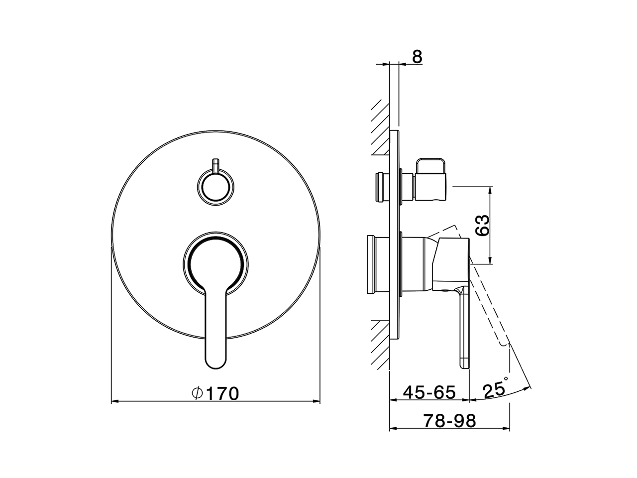 Parte externa monomando empotrado 2 salidas H2_H2002300 - v1