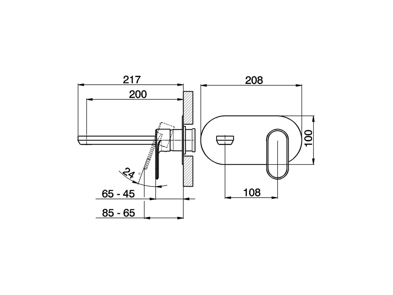 Parte externa monomando lavabo de pared LEVITY_LY005510 - v1