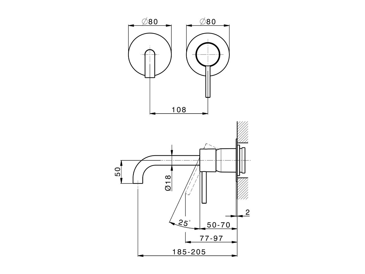 Parte externa monomando lavabo de pared M32_MT005510 - v1