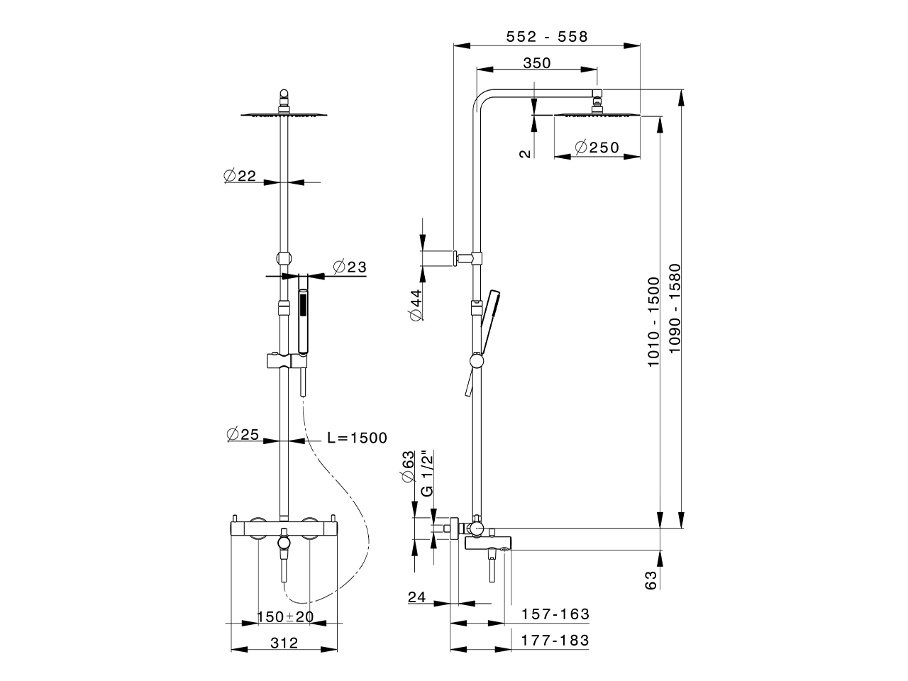 Columna termostática bañera 3 funciones M32_MTC8501D - v1