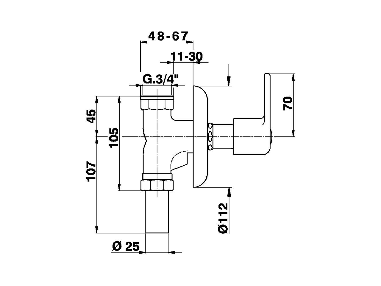 Grifo paso rápido empotrado para WC G.3/4